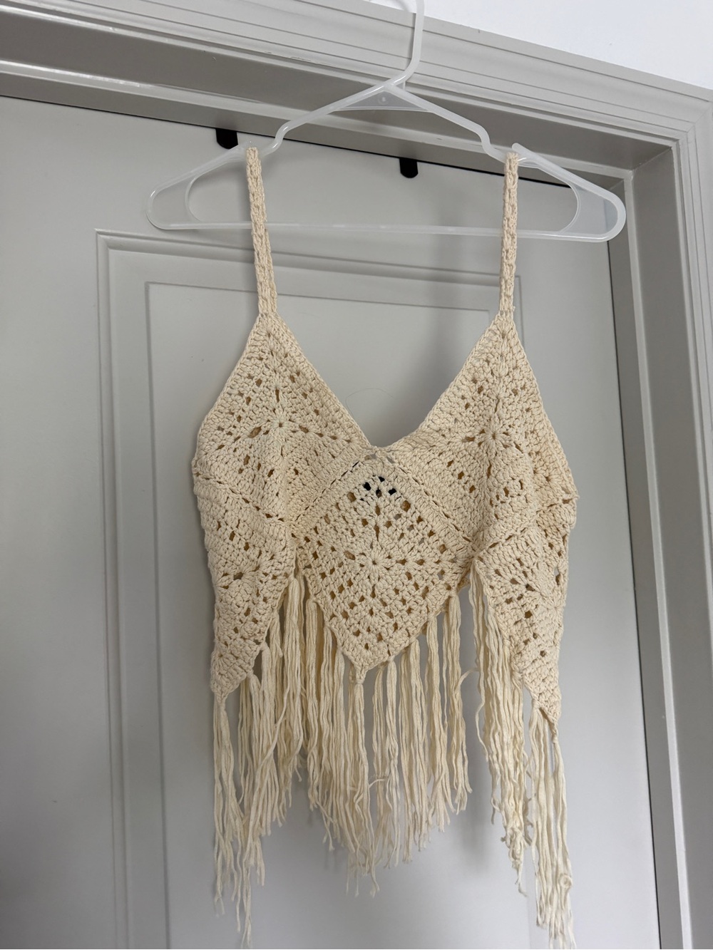 Lulu's Cream Crochet Fringe Camisole